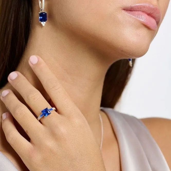 Sterling Silver Blue Stone Ring TR2380-166-1