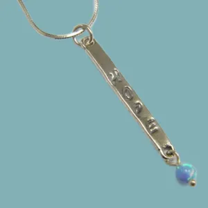 Sterling Silver necklace Hope message. Elegant gift for woman with a dangling opal
