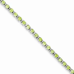 Sterling Silver Peridot and Diamond Bracelet