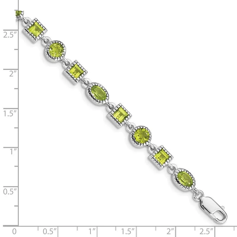 Sterling Silver Rhodium-plated Peridot Bracelet QX615PE