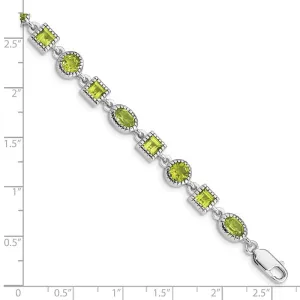 Sterling Silver Rhodium-plated Peridot Bracelet QX615PE
