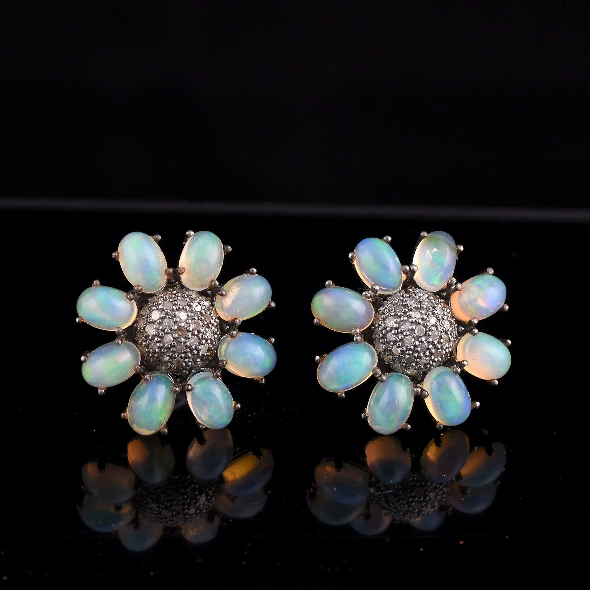 Sunset Evening Flowers Opal Stud Earring