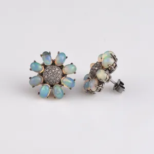 Sunset Evening Flowers Opal Stud Earring