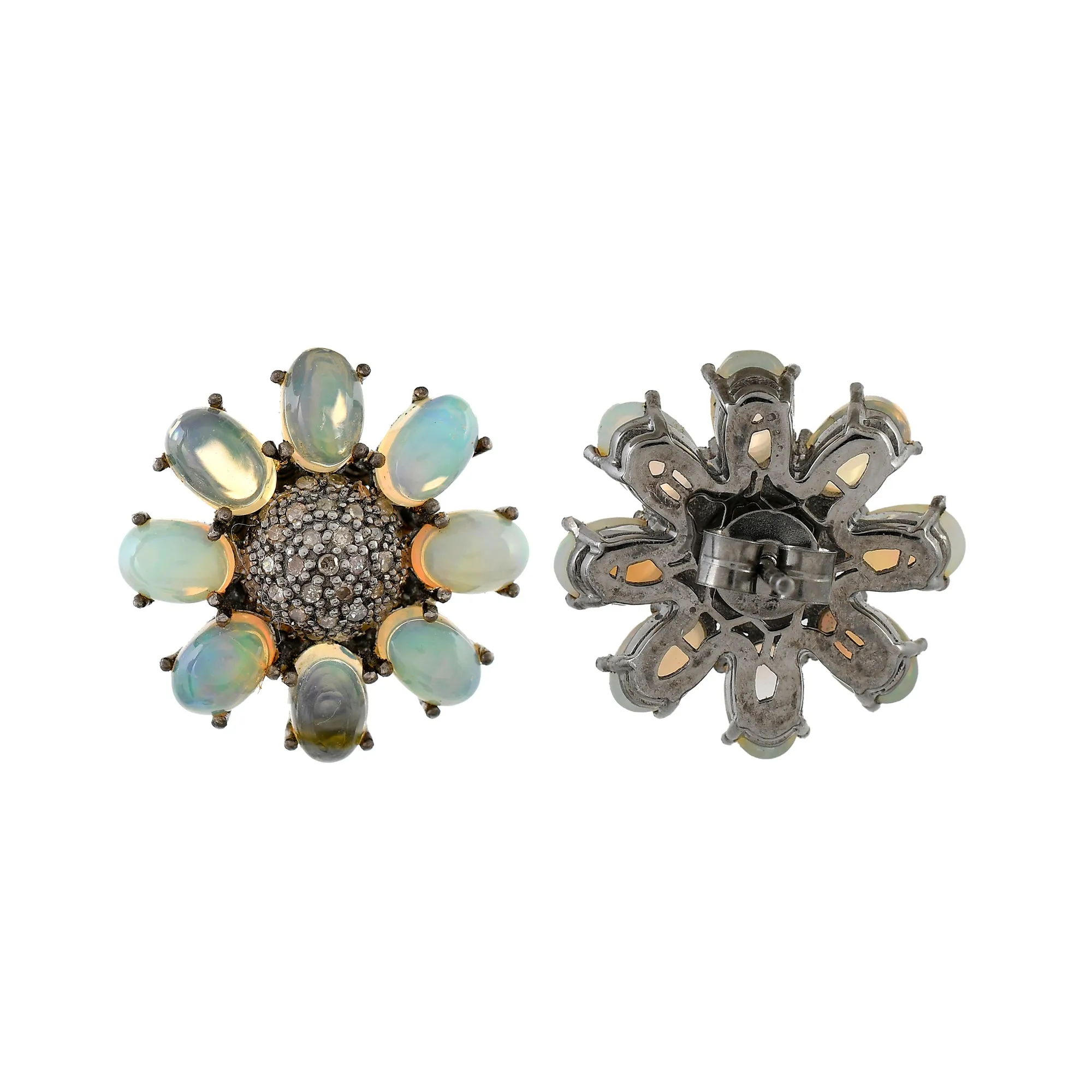 Sunset Evening Flowers Opal Stud Earring
