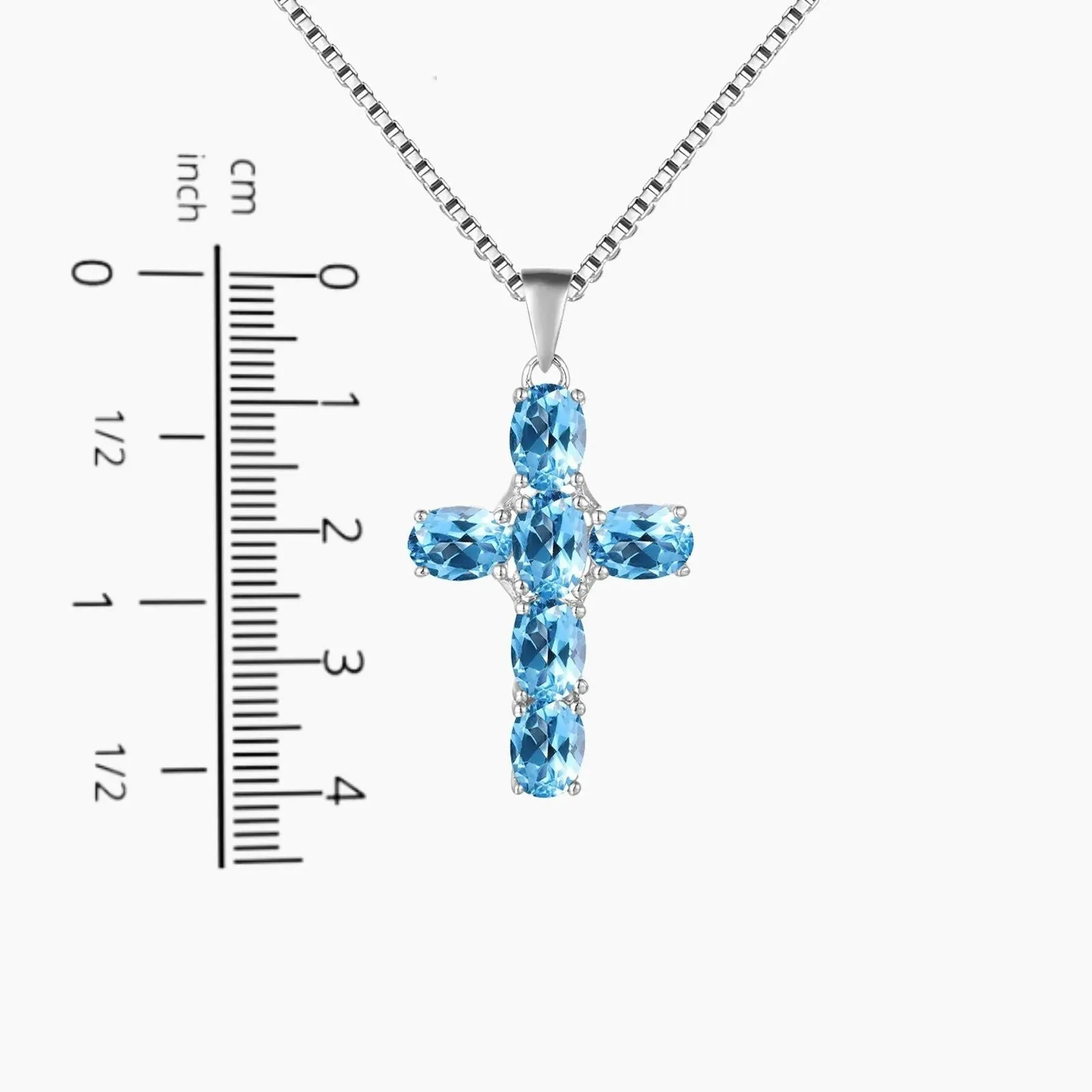 Swiss Blue Topaz Cross Pendant Necklace in 925 Sterling Silver - Irosk Australia ®