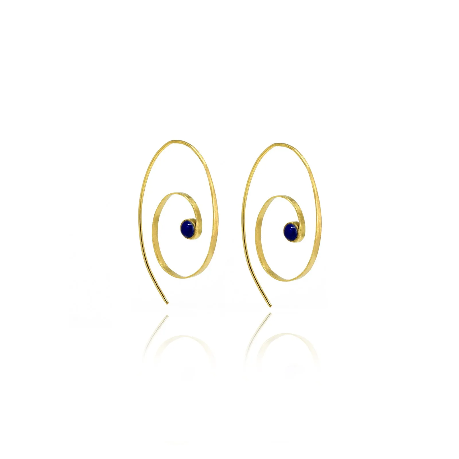 Takhar Spiral Statement Earring in Lapis Lazuli and Gold Vermeil
