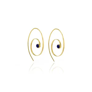 Takhar Spiral Statement Earring in Lapis Lazuli and Gold Vermeil