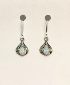 Teardrop White Opaline Earrings
