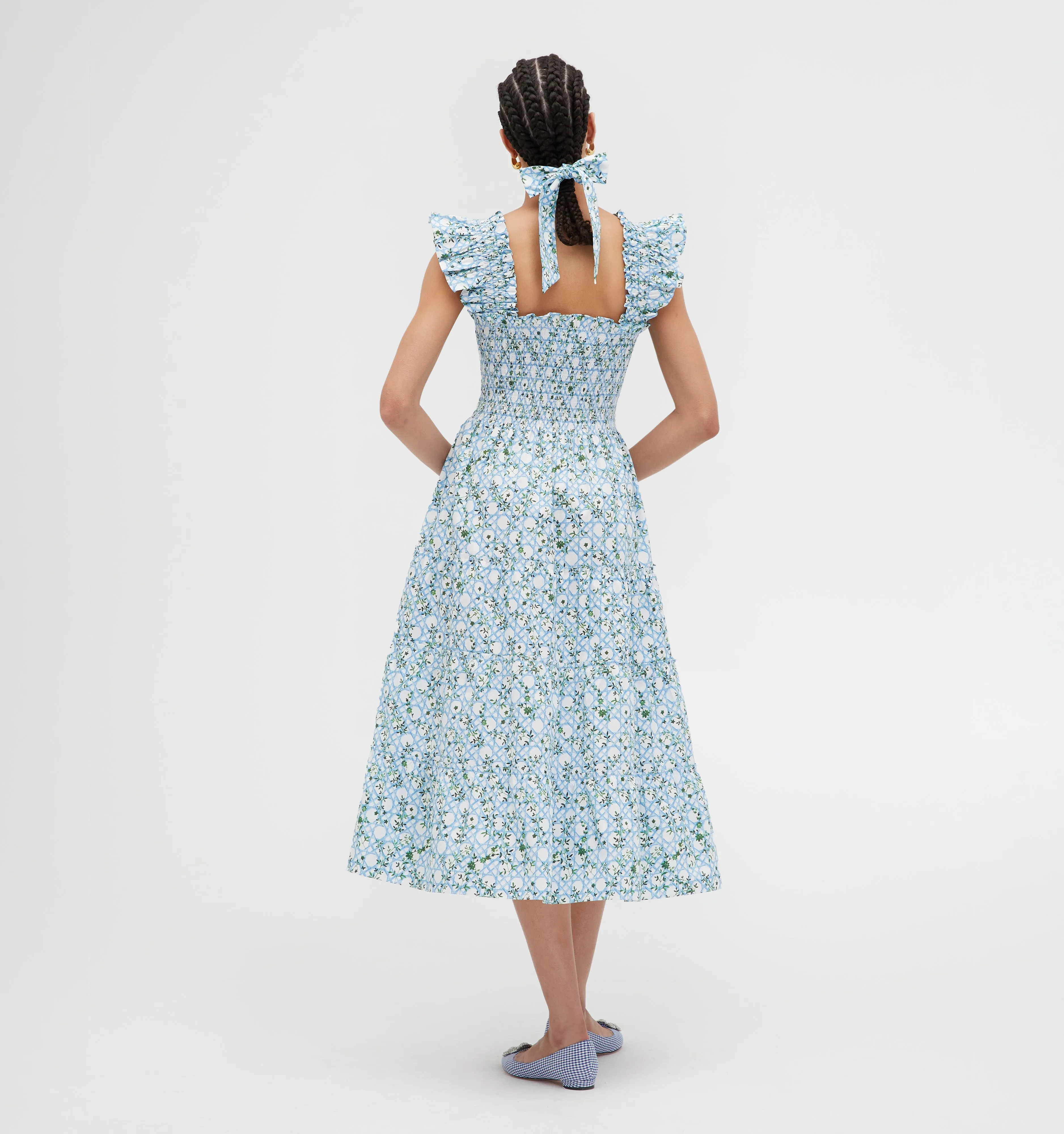 The Belle Bow - Blue Basketweave Vine