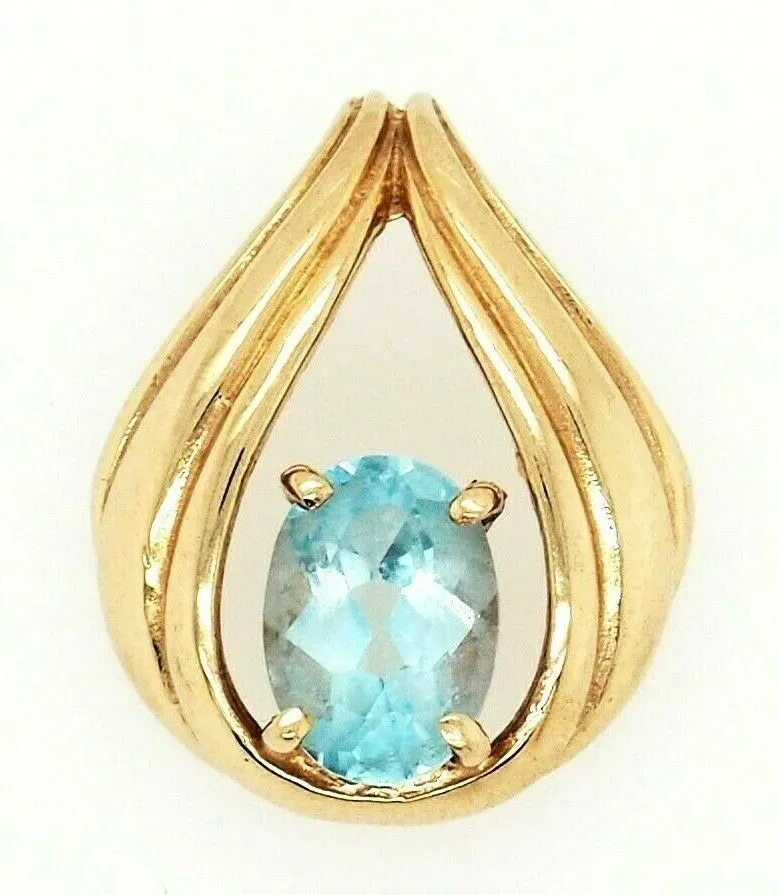 Topaz & 9ct Yellow Gold Pendant Fine Jewellery Gemstone Necklace Birmingham