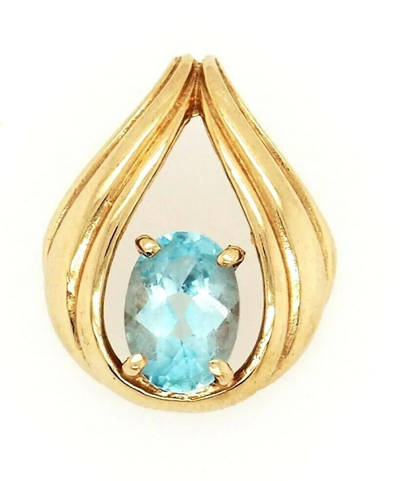 Topaz & 9ct Yellow Gold Pendant Fine Jewellery Gemstone Necklace Birmingham