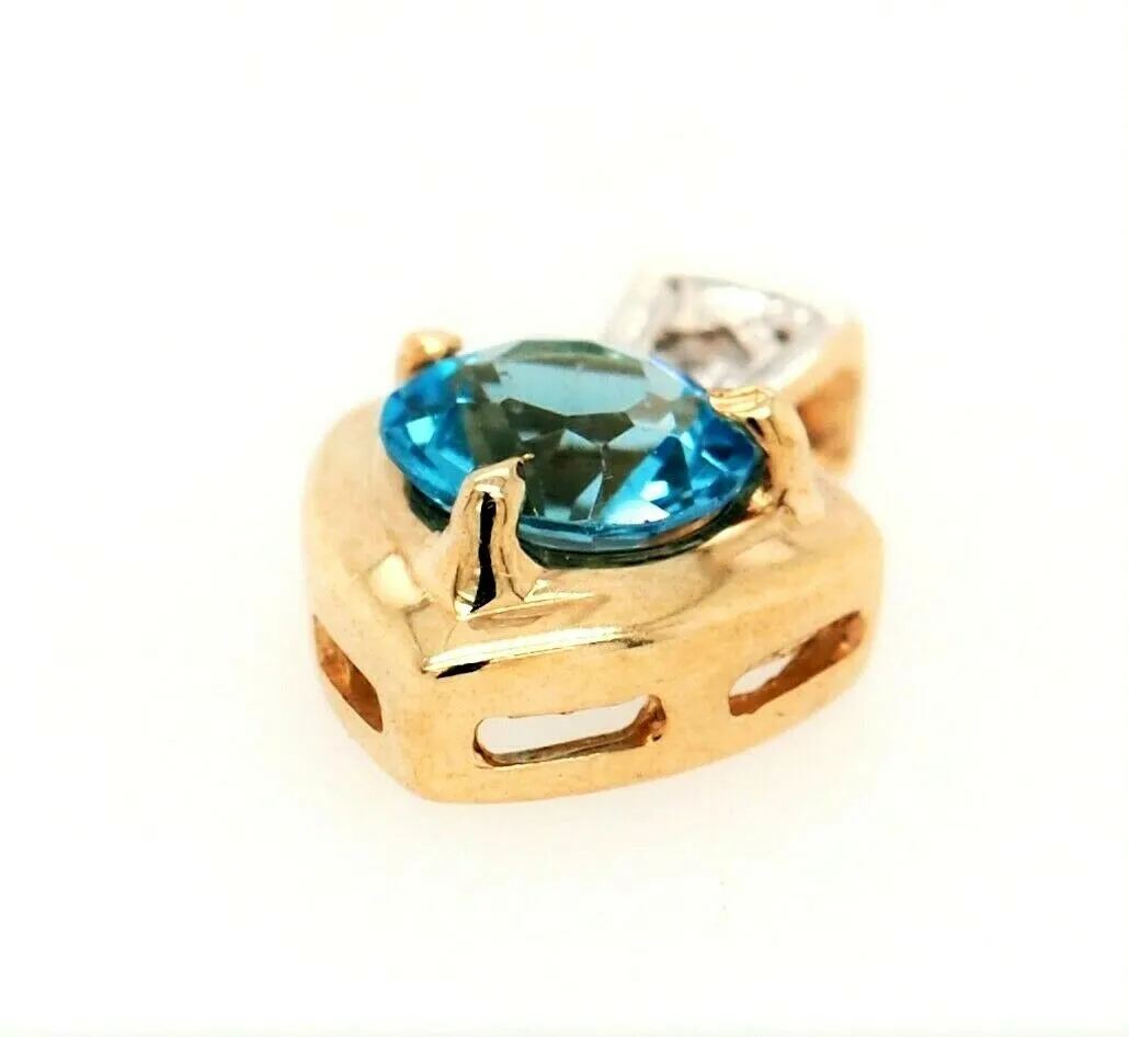 Topaz & Diamond 9ct Yellow Gold Pendant Fine Jewellery Gemstone Necklace