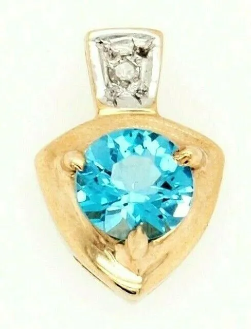 Topaz & Diamond 9ct Yellow Gold Pendant Fine Jewellery Gemstone Necklace