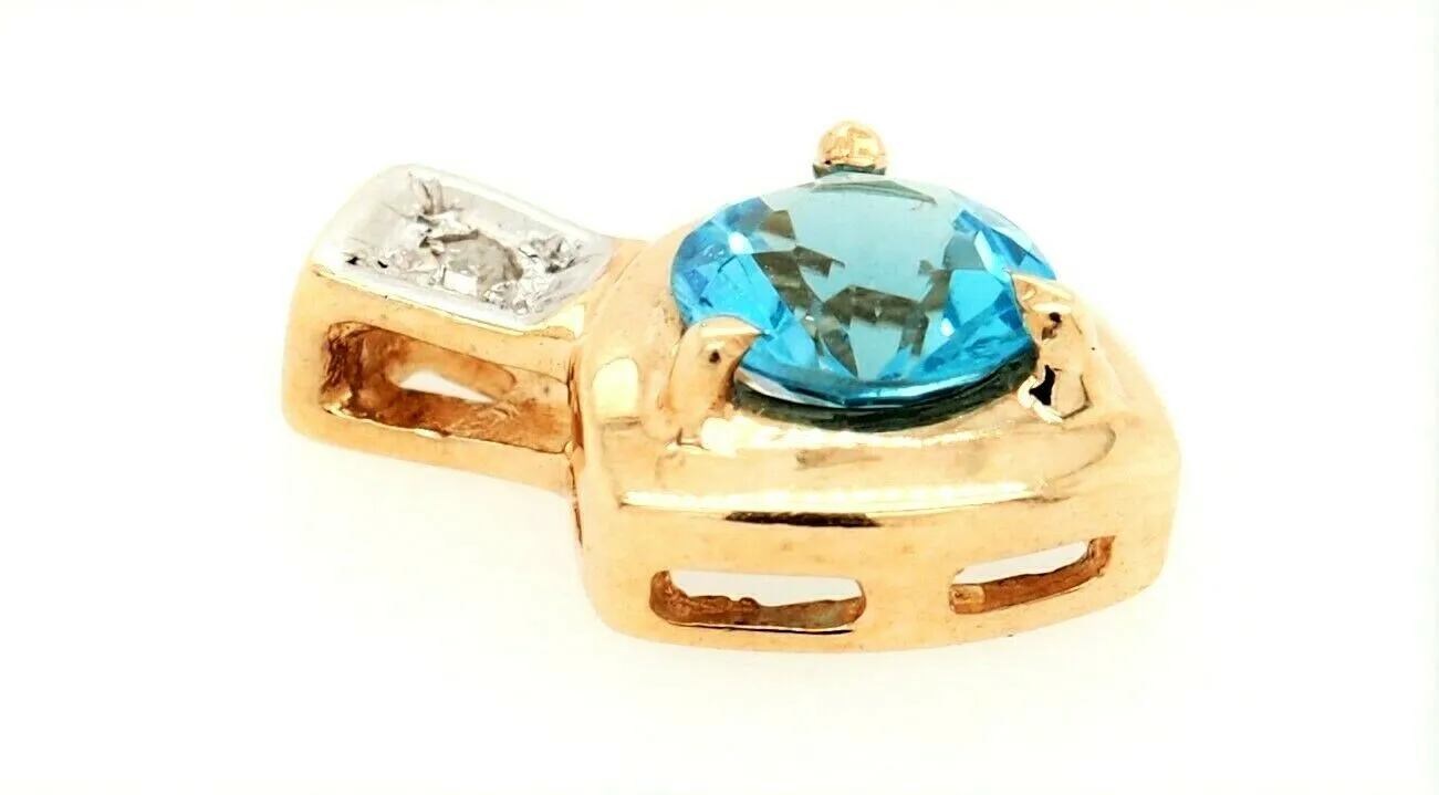 Topaz & Diamond 9ct Yellow Gold Pendant Fine Jewellery Gemstone Necklace