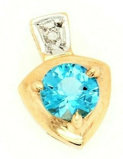 Topaz & Diamond 9ct Yellow Gold Pendant Fine Jewellery Gemstone Necklace
