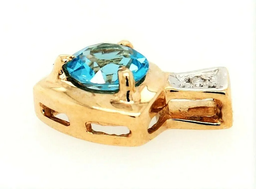 Topaz & Diamond 9ct Yellow Gold Pendant Fine Jewellery Gemstone Necklace