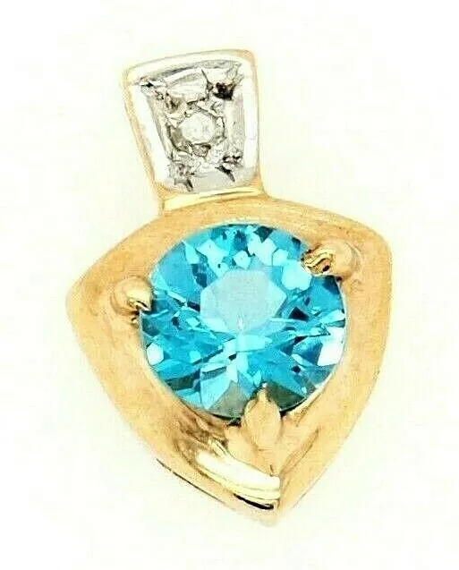 Topaz & Diamond 9ct Yellow Gold Pendant Fine Jewellery Gemstone Necklace