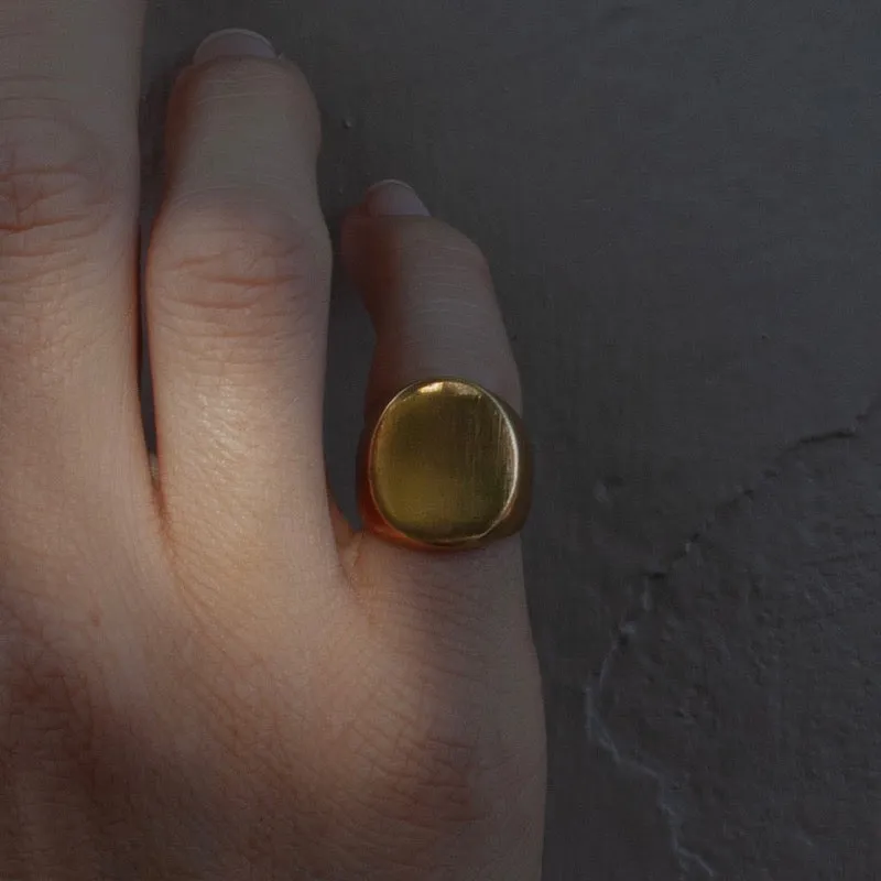 Uni Signet Ring, Matte, Silver