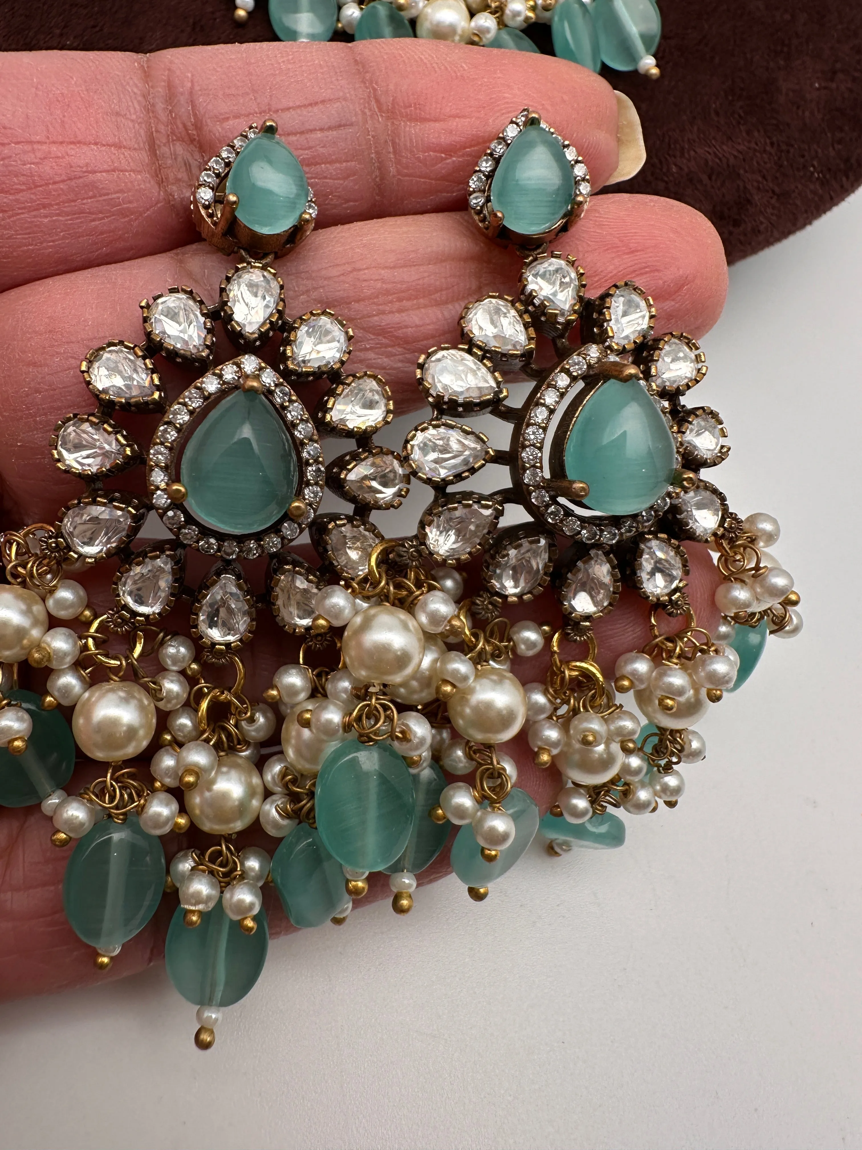 Victorian Moissanite Choker Color Stone Necklace
