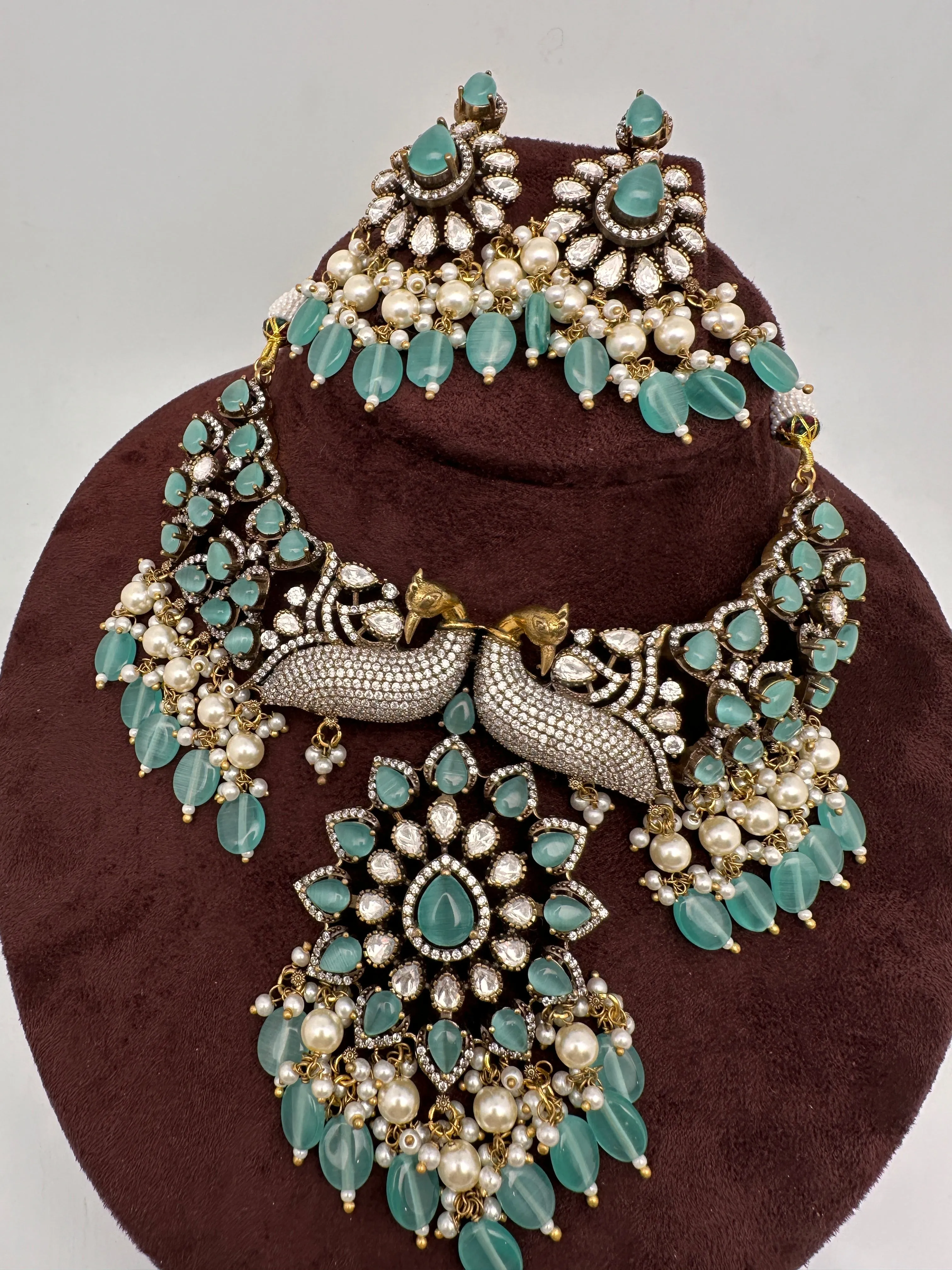 Victorian Moissanite Choker Color Stone Necklace