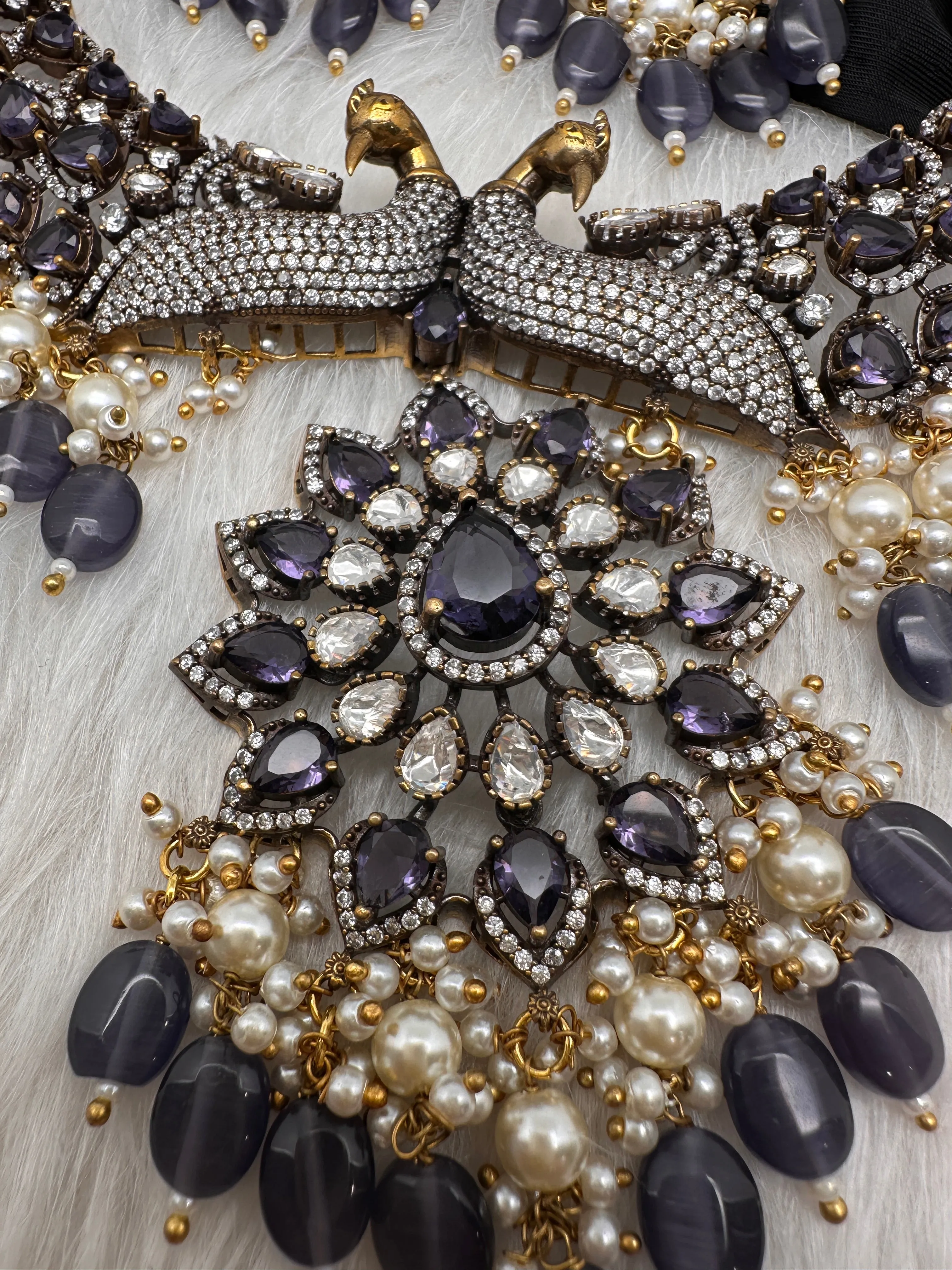 Victorian Moissanite Choker Color Stone Necklace