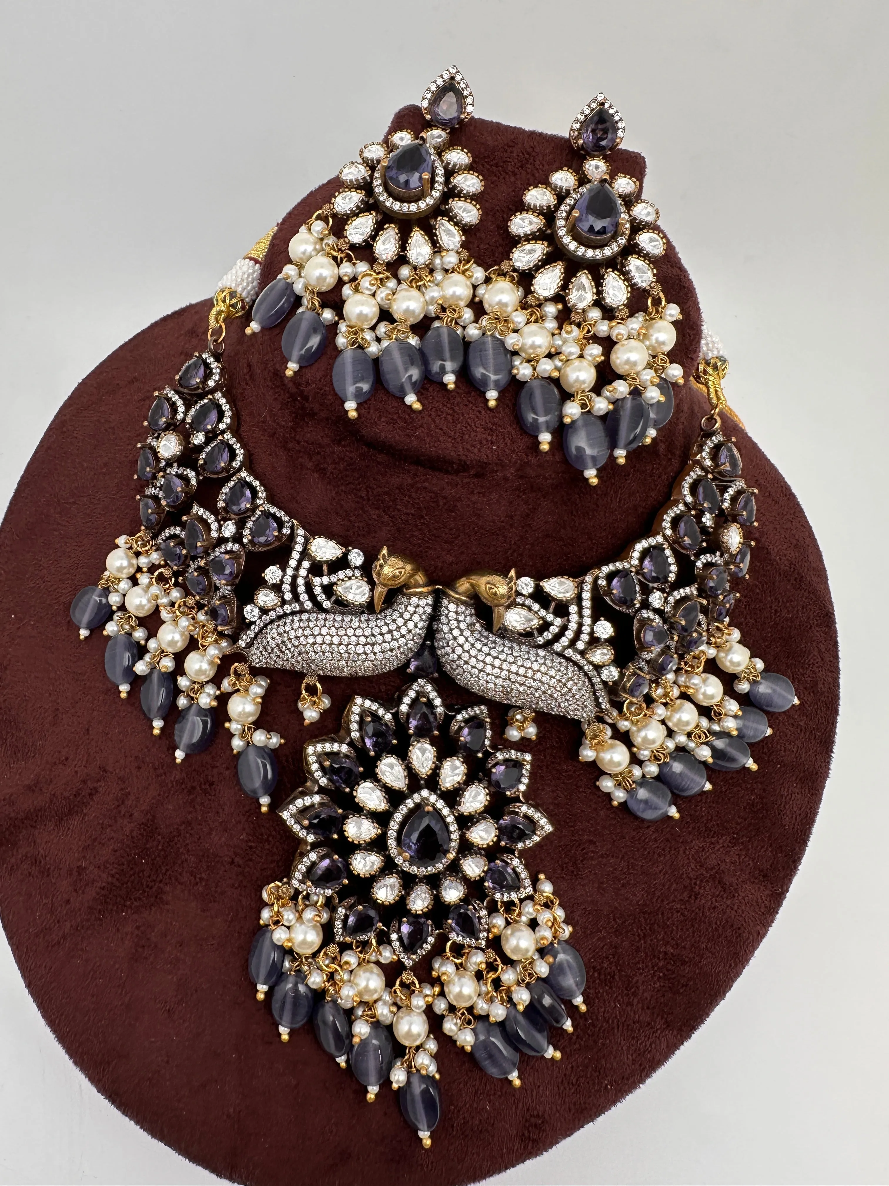 Victorian Moissanite Choker Color Stone Necklace