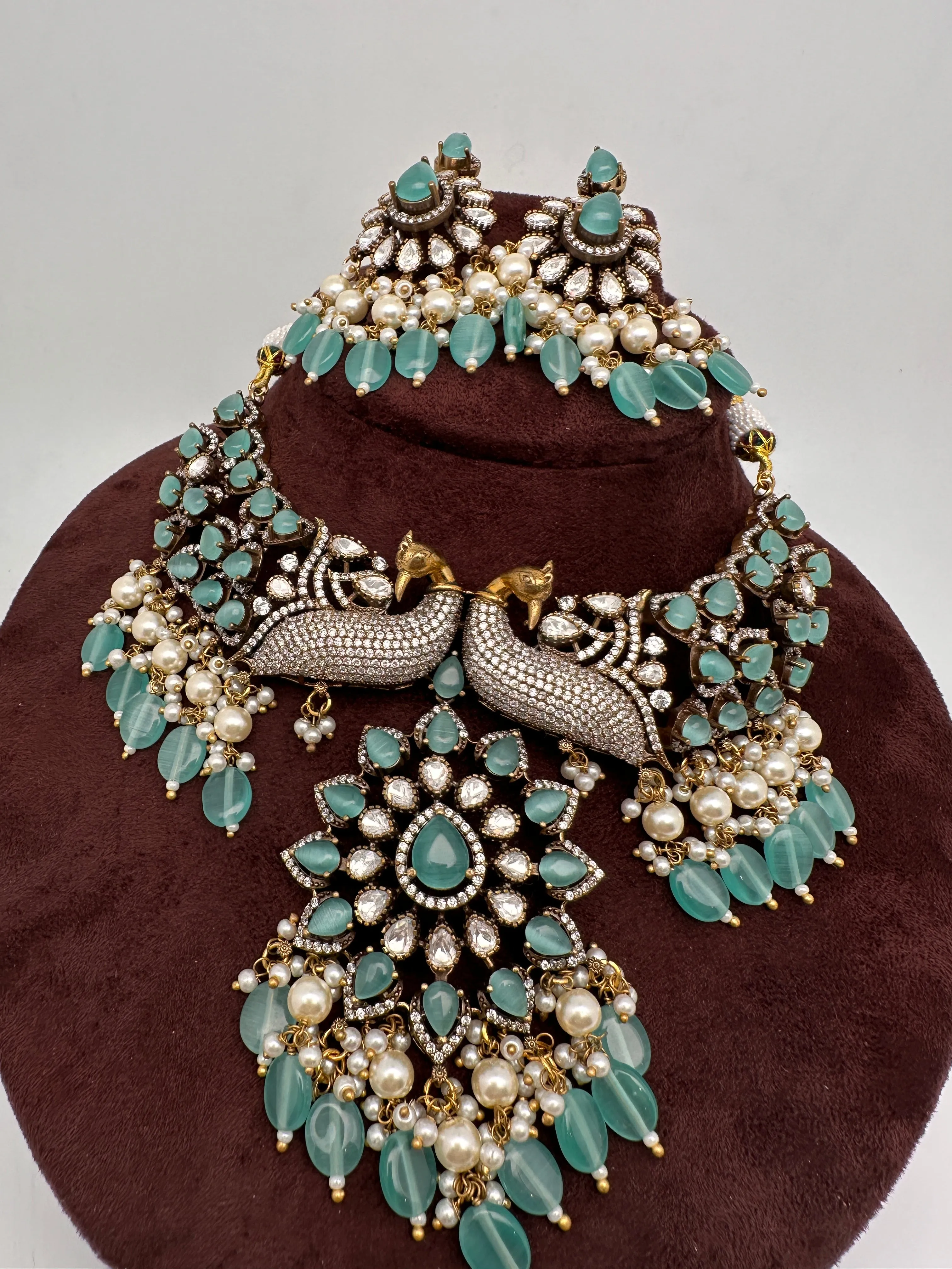 Victorian Moissanite Choker Color Stone Necklace