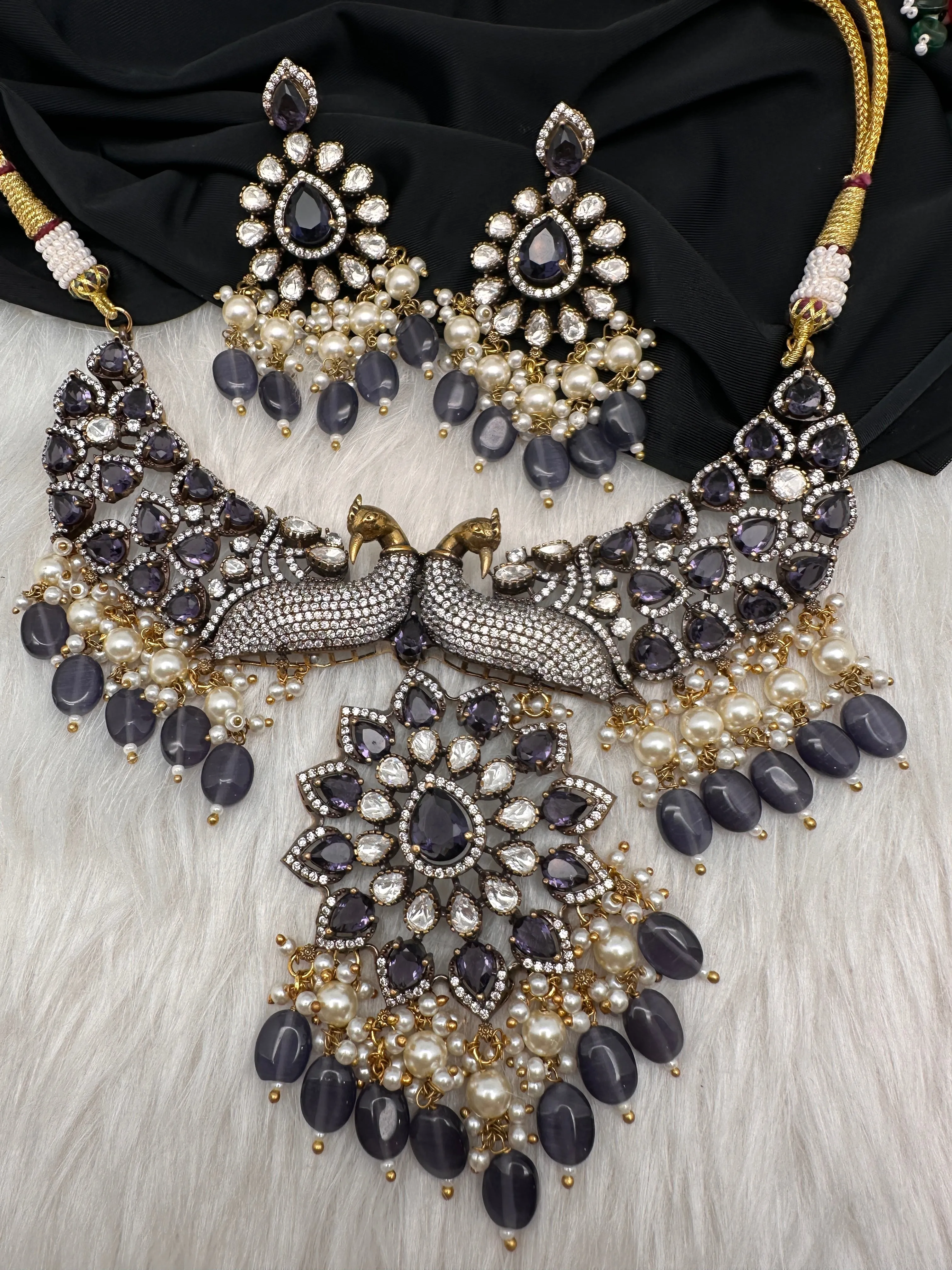 Victorian Moissanite Choker Color Stone Necklace