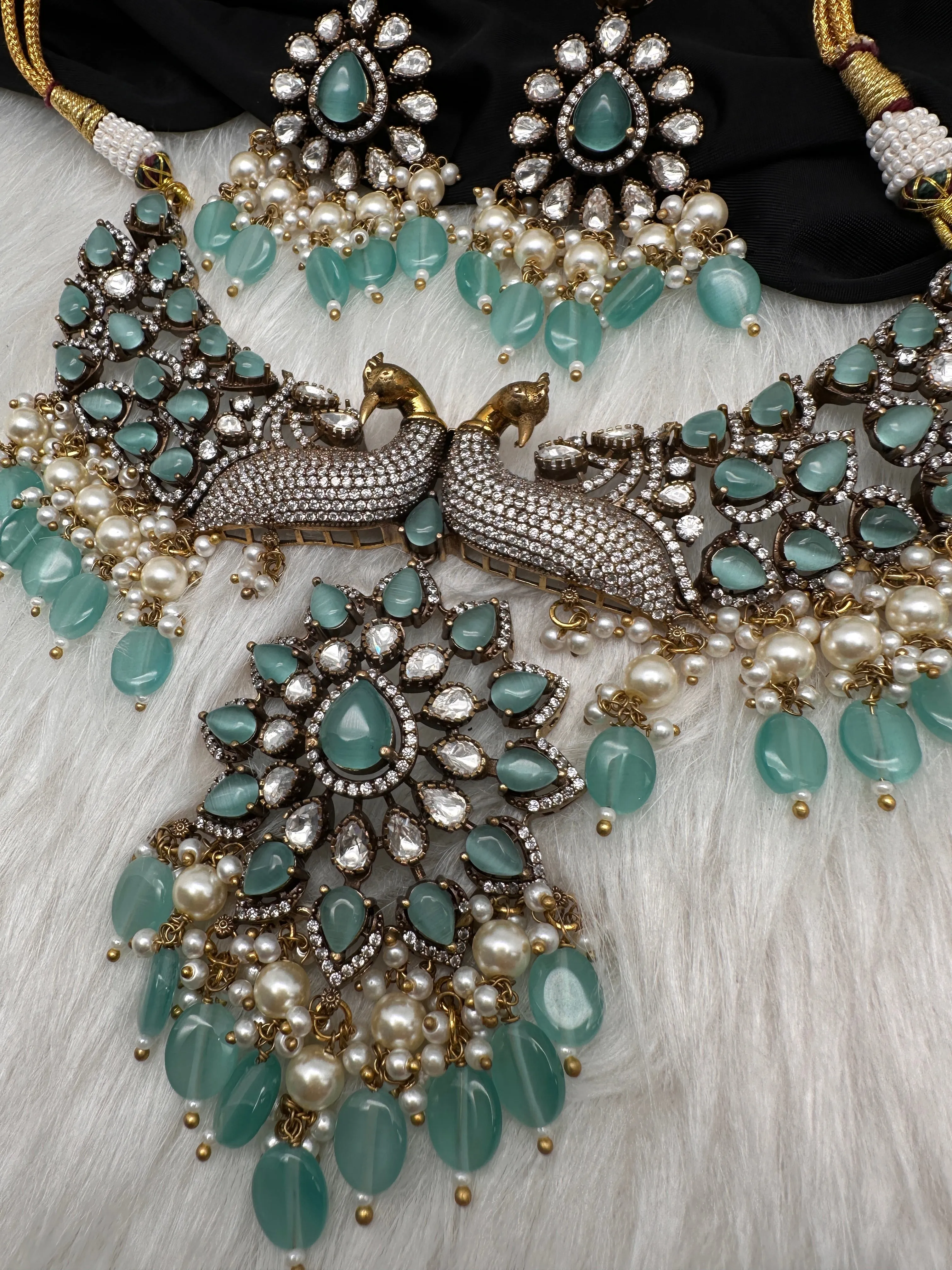 Victorian Moissanite Choker Color Stone Necklace