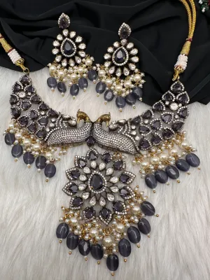 Victorian Moissanite Choker Color Stone Necklace