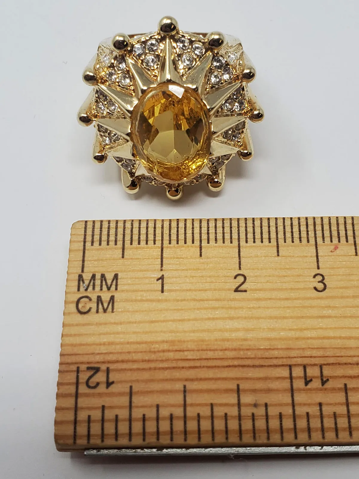 Vintage Gold & Yellow Size 7 Brass Starburst Cocktail Ring