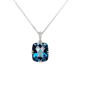 White Gold London Blue Topaz Necklace (I8005)