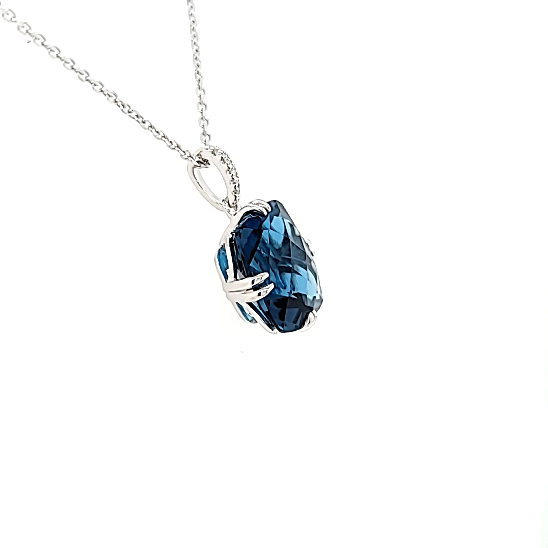 White Gold London Blue Topaz Necklace (I8005)