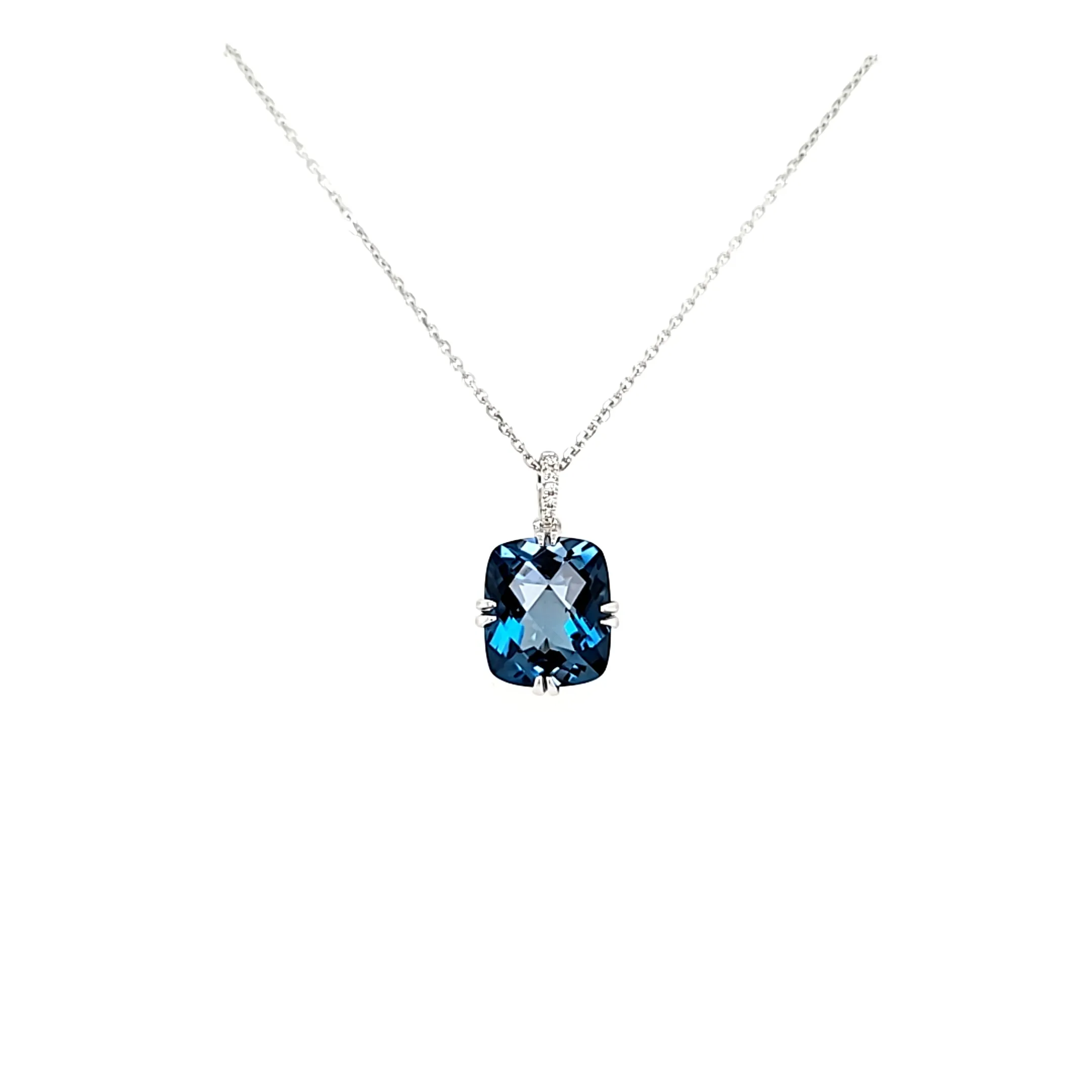 White Gold London Blue Topaz Necklace (I8005)