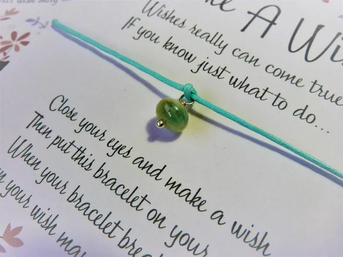 Wish Bracelet - Aquamarine Gemstone Charm. Birthstone Bracelet.
