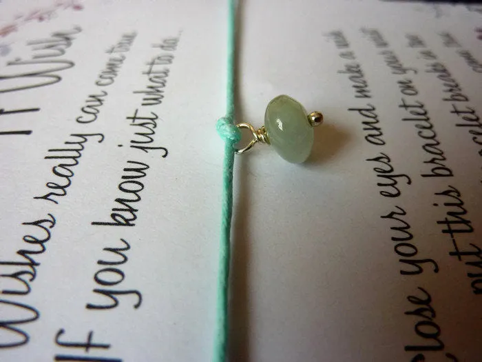 Wish Bracelet - Aquamarine Gemstone Charm. Birthstone Bracelet.