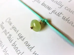 Wish Bracelet - Aquamarine Gemstone Charm. Birthstone Bracelet.