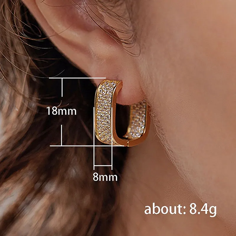 Women's Elegant Cubic Zircon Inlaid Hoop Earrings