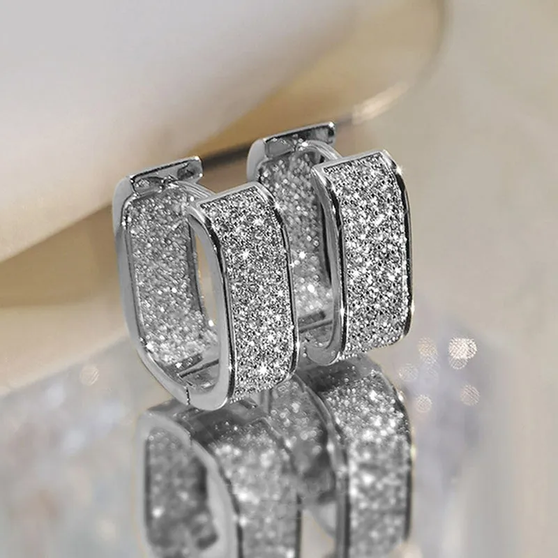 Women's Elegant Cubic Zircon Inlaid Hoop Earrings