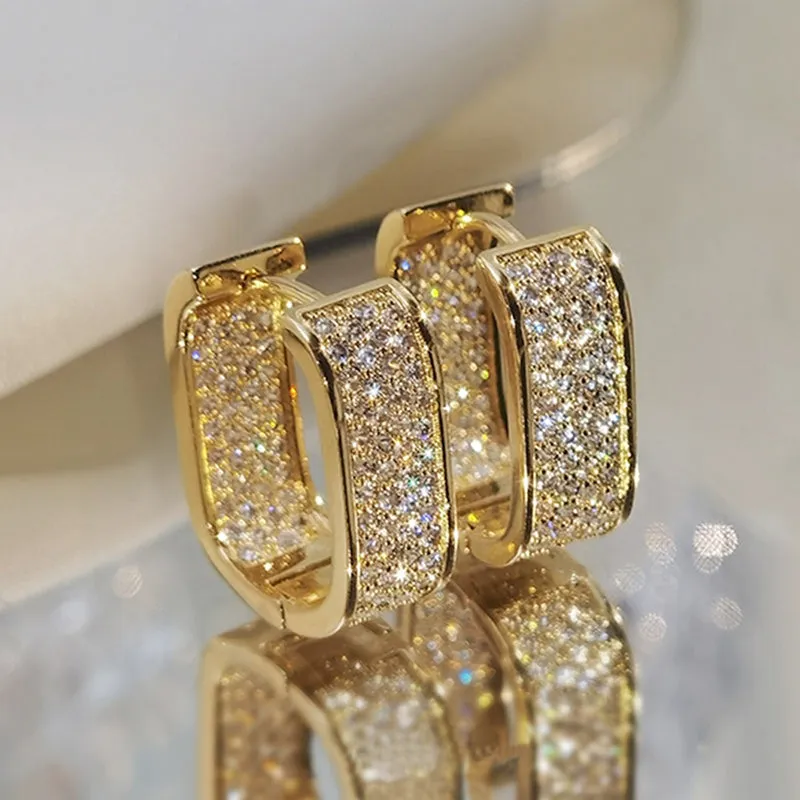 Women's Elegant Cubic Zircon Inlaid Hoop Earrings