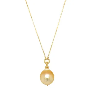Yellow Gold Necklace with South Sea Pearl - "Cordeila"