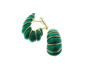 Yellow gold shell earrings with gemstone