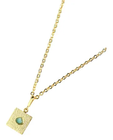 Zaya Basic Chain Collection Colombian Raw Emerald & 24k Gold Plated Chain